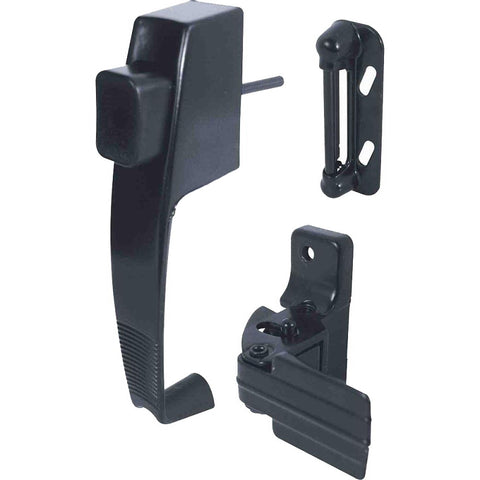 Prime-Line K 5071 Pushbutton Latch, Black, 1-3/4 in Hole Spacing, Zinc, 1 to 1-1/4 in Thick Door