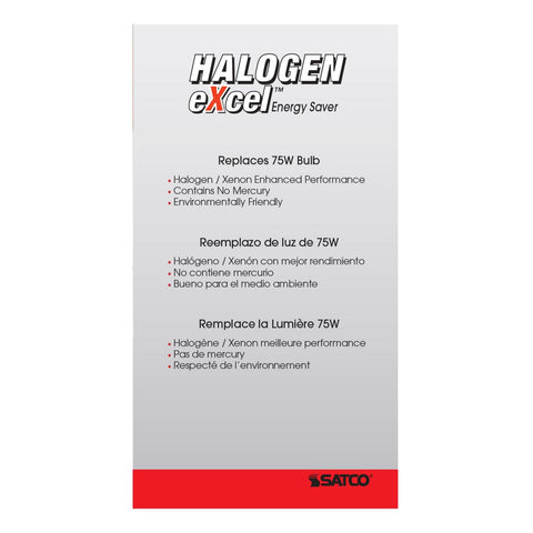 Satco - 53 Watt; Halogen; A19; Clear; 1000 Average rated hours; 1050 Lumens; Medium base; 120 Volt; 2-Pack