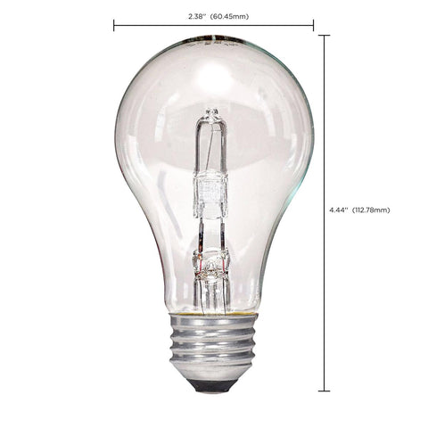 Satco - 53 Watt; Halogen; A19; Clear; 1000 Average rated hours; 1050 Lumens; Medium base; 120 Volt; 2-Pack