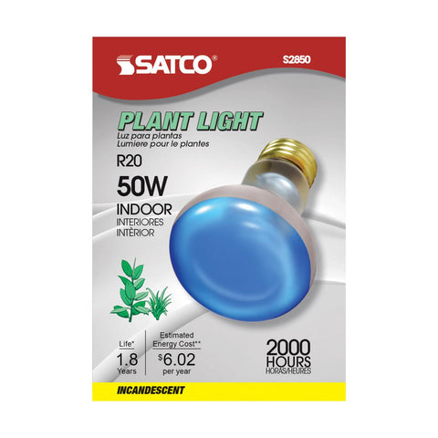 Satco - 50 Watt R20 Incandescent; Grow; 2000 Average rated hours; Medium base; 120 Volt