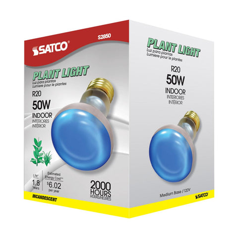 Satco - 50 Watt R20 Incandescent; Grow; 2000 Average rated hours; Medium base; 120 Volt