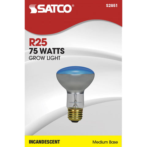 Satco - 75 Watt R25 Incandescent; Grow; 2000 Average rated hours; Medium base; 120 Volt