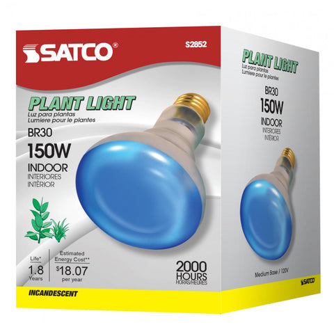 Satco - 150 Watt R30 Incandescent; Grow; 2000 Average rated hours; Medium base; 120 Volt