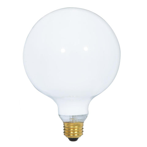Satco - 100 Watt G40 Incandescent; Gloss White; 4000 Average rated hours; 1050 Lumens; Medium base; 120 Volt