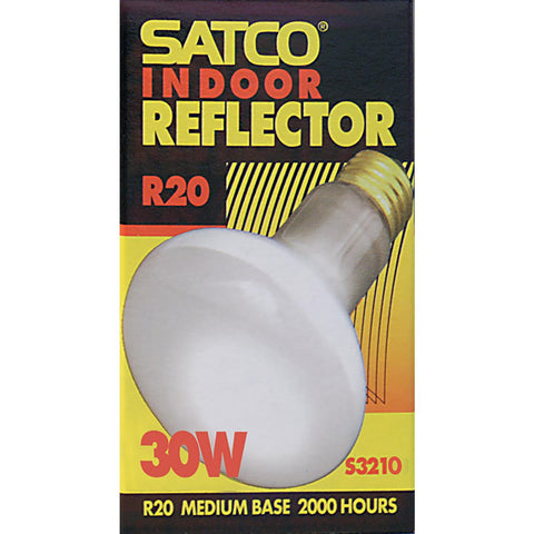 Satco - 30 Watt R20 Incandescent; Frost; 2000 Average rated hours; 185 Lumens; Medium base; 120 Volt