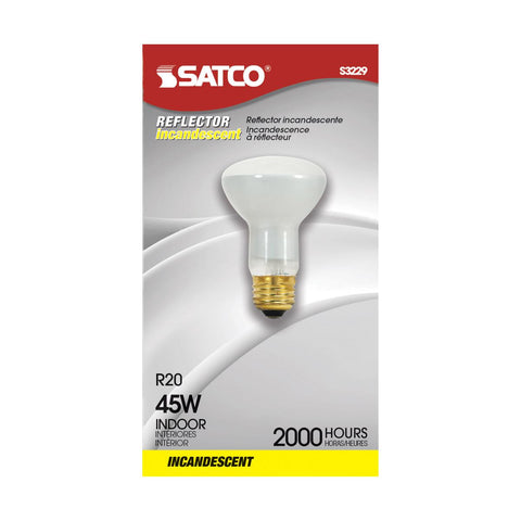 Satco - 45 Watt R20 Incandescent; Frost; 2000 Average rated hours; 330 Lumens; Medium base; 120 Volt