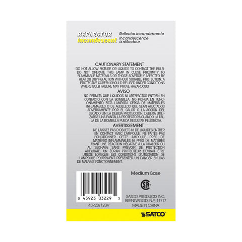 Satco - 45 Watt R20 Incandescent; Frost; 2000 Average rated hours; 330 Lumens; Medium base; 120 Volt