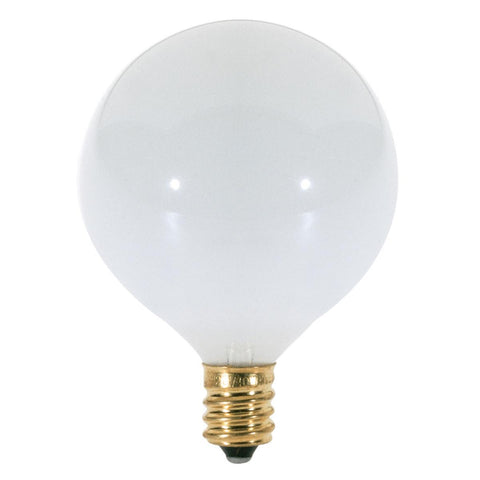 Satco - 25 Watt G16 1/2 Incandescent; Gloss White; 1500 Average rated hours; 175 Lumens; Candelabra base; 120 Volt