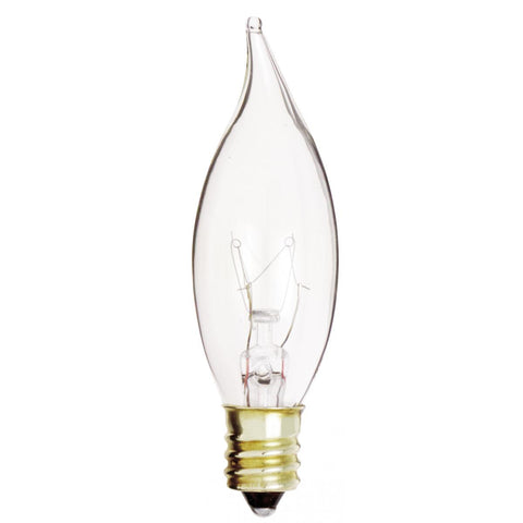 Satco - 10 Watt CA7 Incandescent; Clear; 1500 Average rated hours; 80 Lumens; Candelabra base; 120 Volt