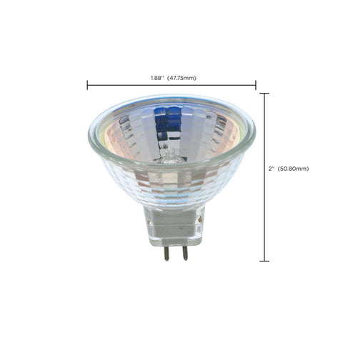 Satco - 20 Watt; Halogen; MR16; BAB; 2000 Average rated hours; Miniature 2 Pin Round base; 12 Volt; Carded