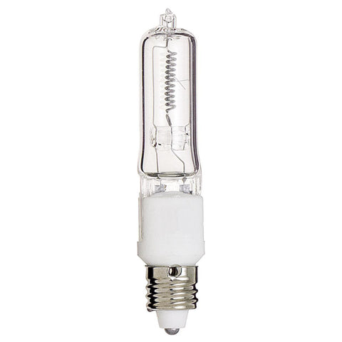 Satco - 100 Watt; Halogen; T4; Clear; 2000 Average rated hours; 1700 Lumens; Mini Candelabra base; 120 Volt; Carded