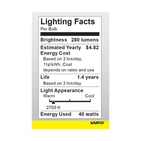 Satco - 40 Watt R14 Stubby Incandescent; Clear; 1500 Average rated hours; 280 Lumens; Medium base; 120 Volt