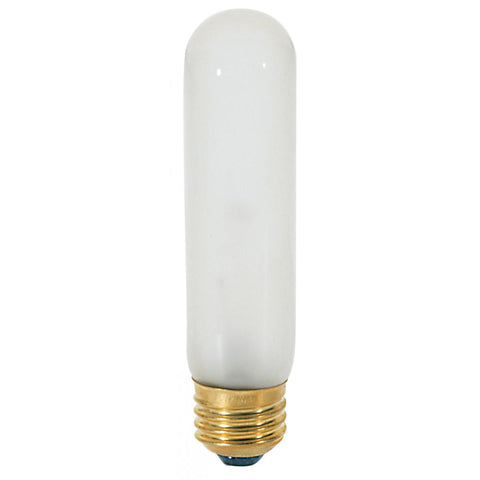 Satco - 25 Watt T10 Incandescent; Frost; 2000 Average rated hours; 200 Lumens; Medium base; 120 Volt; Carded