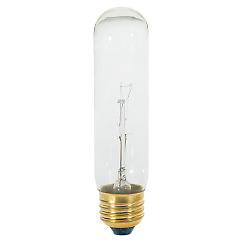 Satco - 40 Watt T10 Incandescent; Clear; 2000 Average rated hours; 280 Lumens; Medium base; 120 Volt; Carded
