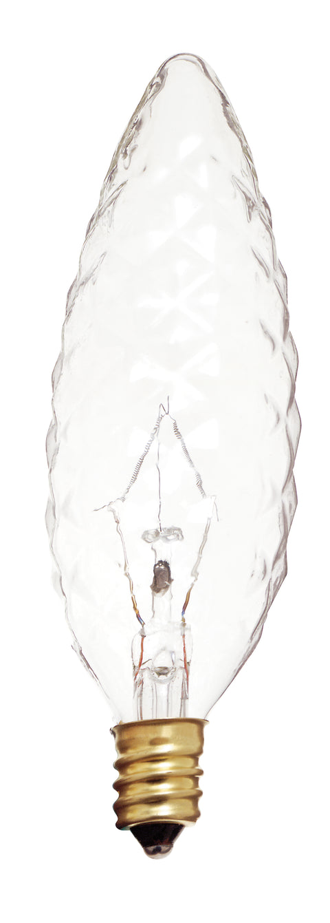 40W Torpedo - Diamond Cut - Candelabra Base - Clear - 120V - 2 / Card