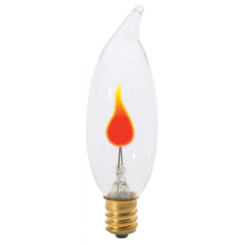 Satco - 3 Watt CA8 Incandescent; Clear; 1000 Average rated hours; Candelabra base; 120 Volt; Carded