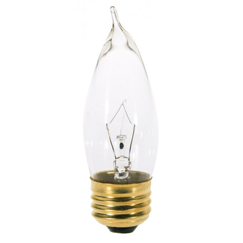 Satco - 25 Watt CA10 Incandescent; Clear; 1500 Average rated hours; 210 Lumens; Medium base; 120 Volt; 2-Card
