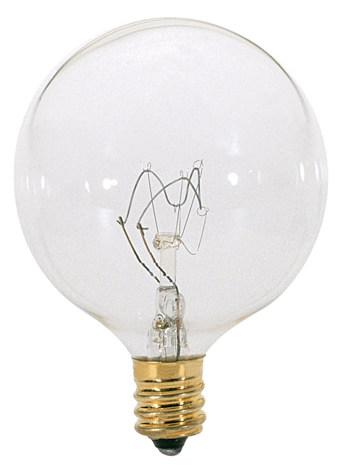 60W G16½ Globe - Candelabra Base - Clear - 120V - 2 / Card