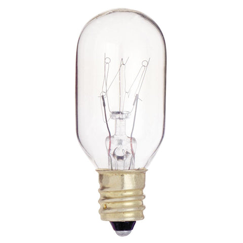 Satco - 25 Watt T8 Incandescent; Clear; 2500 Average rated hours; 190 Lumens; Candelabra base; 130 Volt