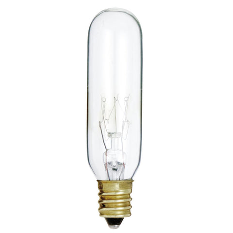 Satco - 15 Watt T6 Incandescent; Clear; 2000 Average rated hours; 90 Lumens; Candelabra base; 145 Volt