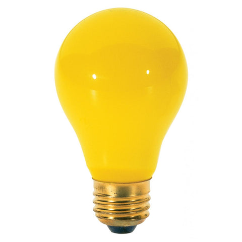Satco - 60 Watt A19 Incandescent; Yellow; 2000 Average rated hours; Medium base; 130 Volt; 2/Pack