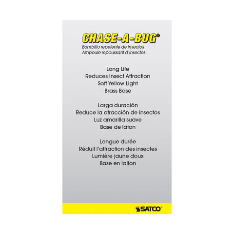 Satco - 60 Watt A19 Incandescent; Yellow; 2000 Average rated hours; Medium base; 130 Volt; 2/Pack