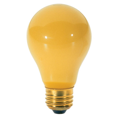 Satco - 100 Watt A19 Incandescent; Yellow; 2000 Average rated hours; Medium base; 130 Volt; 2/Pack