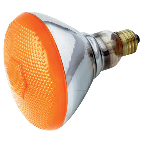 Satco - 100 Watt BR38 Incandescent; Amber; 2000 Average rated hours; Medium base; 120 Volt