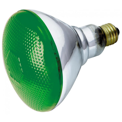 Satco - 100 Watt BR38 Incandescent; Green; 2000 Average rated hours; Medium base; 120 Volt