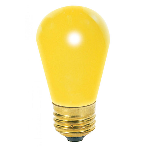 Satco - 11 Watt S14 Incandescent; Ceramic Yellow; 2500 Average rated hours; Medium base; 130 Volt; Carded