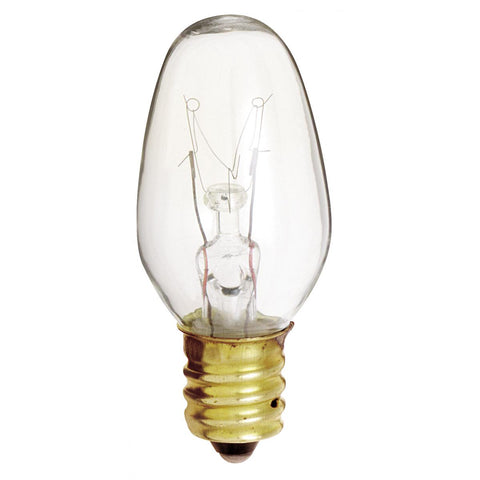 Satco - 7 Watt C7 Incandescent; Clear; 3000 Average rated hours; 35 Lumens; Candelabra base; 120 Volt; 4-Card