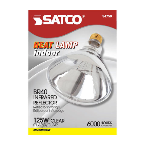 Satco - 125 Watt R40 Incandescent; Clear Heat; 6000 Average rated hours; Medium base; 120 Volt