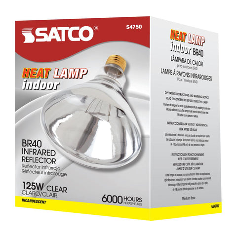 Satco - 125 Watt R40 Incandescent; Clear Heat; 6000 Average rated hours; Medium base; 120 Volt
