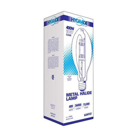Satco - 400 Watt; Metal Halide HID; Mogul base; ED37; Clear; 65 CRI; 4000K