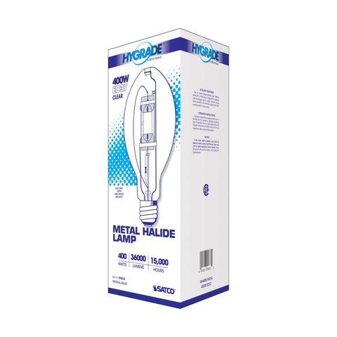 Satco - 400 Watt; Metal Halide HID; Mogul base; ED37; Clear; 65 CRI; 4000K