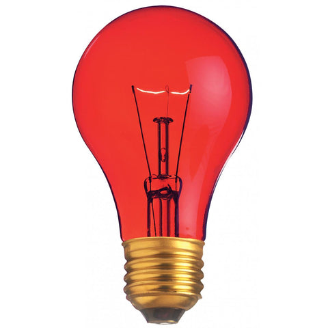 Satco - 25 Watt A19 Incandescent; Transparent Red; 2000 Average rated hours; Medium base; 130 Volt