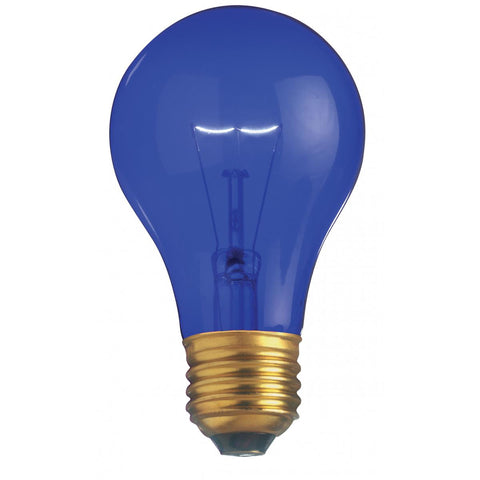 Satco - 25 Watt A19 Incandescent; Transparent Blue; 2000 Average rated hours; Medium base; 130 Volt