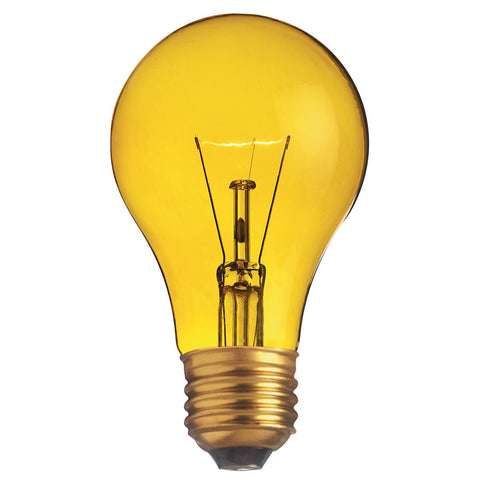 Satco - 25 Watt A19 Incandescent; Transparent Yellow; 2000 Average rated hours; Medium base; 130 Volt
