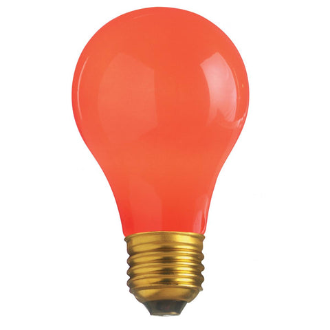 Satco - 25 Watt A19 Incandescent; Ceramic Red; 1000 Average rated hours; 15 Lumens; Medium base; 130 Volt