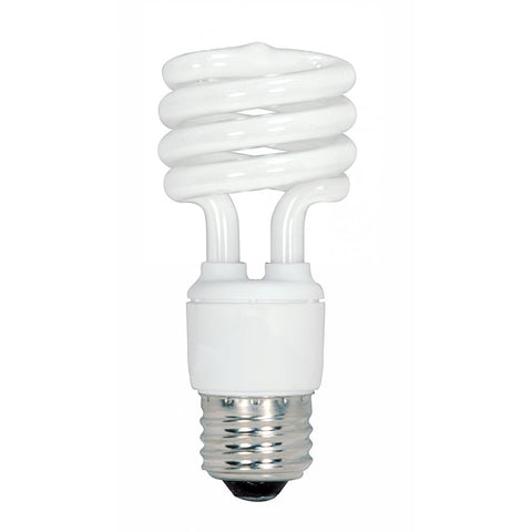 Satco - 13 Watt; Mini Spiral Compact Fluorescent; 5000K; 82 CRI; Medium base; 120 Volt; 4-pack