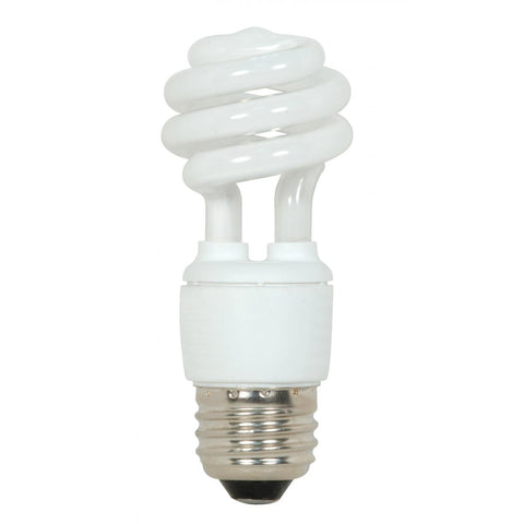 Satco - 9 Watt; Mini Spiral Compact Fluorescent; 2700K; 82 CRI; Medium base; 120 Volt