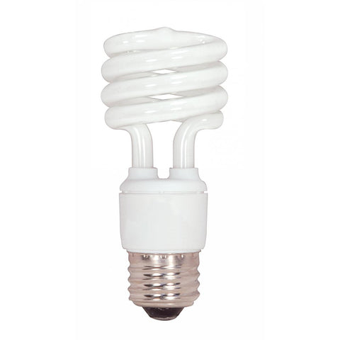 Satco - 13 Watt; Mini Spiral Compact Fluorescent; 4100K; 82 CRI; Medium base; 120 Volt