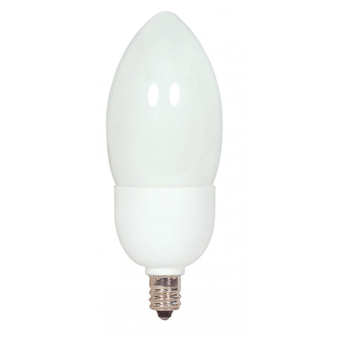 Satco - 7 Watt; B11 Compact Fluorescent; 2700K; 82 CRI; Candelabra base; 120 Volt