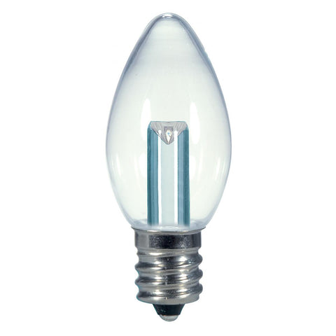 Satco - 0.5 Watt LED; C7; Clear; 2700K; Candelabra base; 120 Volt; Carded