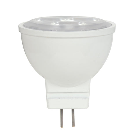 Satco - 3W; LED; MR11; 2700K; 25 deg. beam spread; 25000 Average rated hours; 210 Lumens; GU4 base; 12 Volt AC/DC