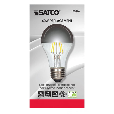 Satco - 6.5 Watt A19 LED; Silver crown; Medium base; 2700K; 650 Lumens; 120 Volt