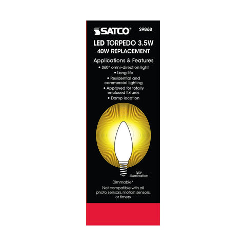 Satco - 3.5 Watt B11 LED; Frosted; Candelabra base; 2700K; 350 Lumens; 120 Volt