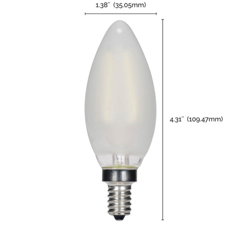 Satco - 3.5 Watt B11 LED; Frosted; Candelabra base; 2700K; 350 Lumens; 120 Volt