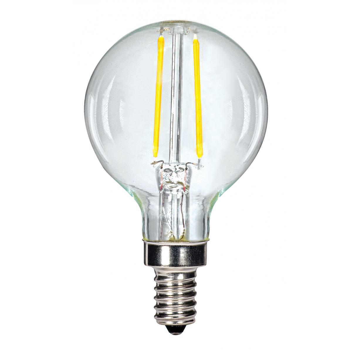 Satco - 2.5 Watt G16.5 LED; Clear; Candelabra base; 2700K; 200 Lumens ...