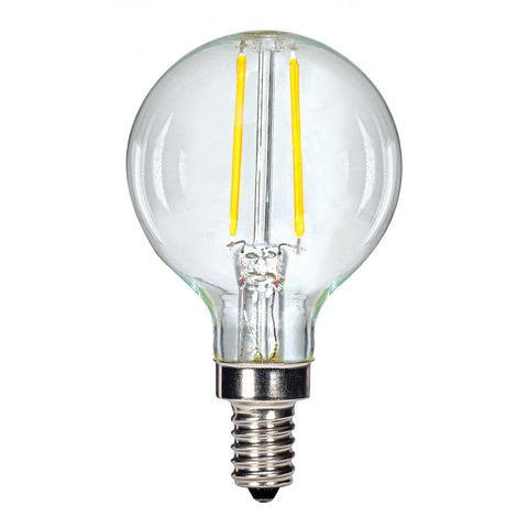Satco - 2.5 Watt G16.5 LED; Clear; Candelabra base; 2700K; 200 Lumens; 120 Volt